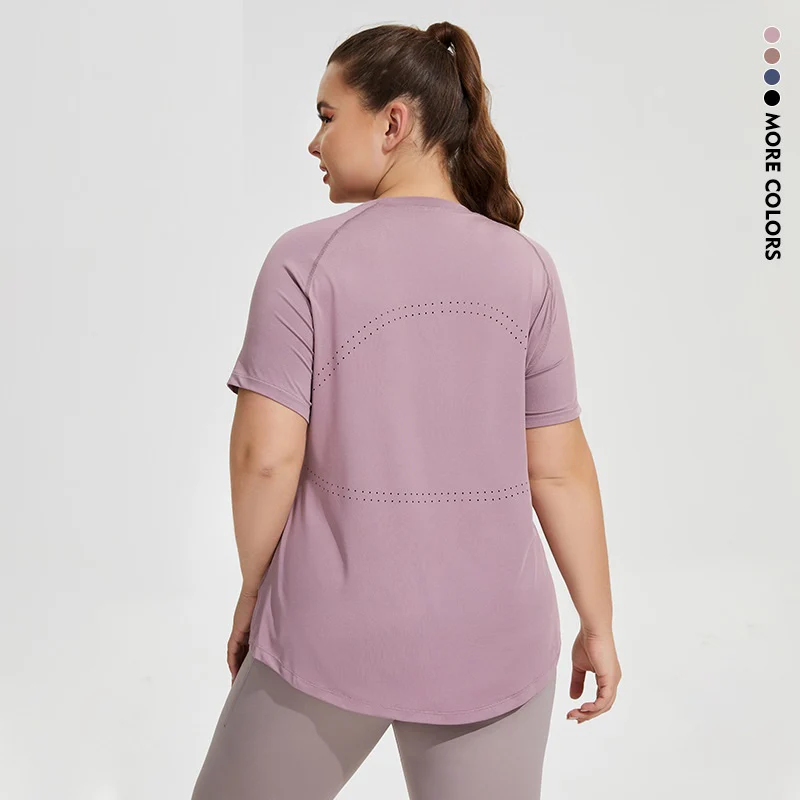 Plus Size Long Hip Hip Slim Yoga Clothes Mesh 4 Colors