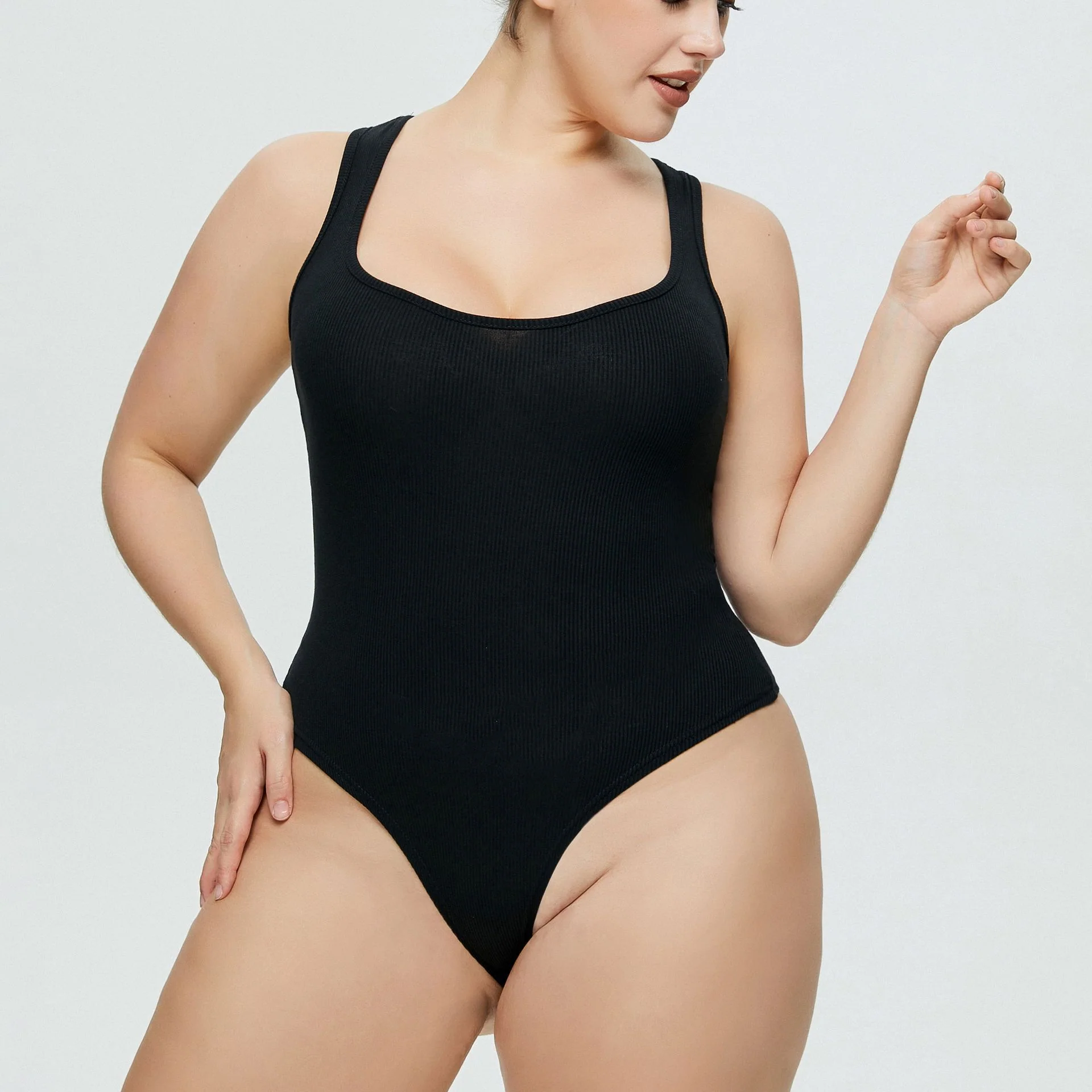 Plus Size Women's Knitted Sports Jumpsuit Casual Sleeveless Ladies Jumpsuit Triangle Bodysuit Women  3 Colors